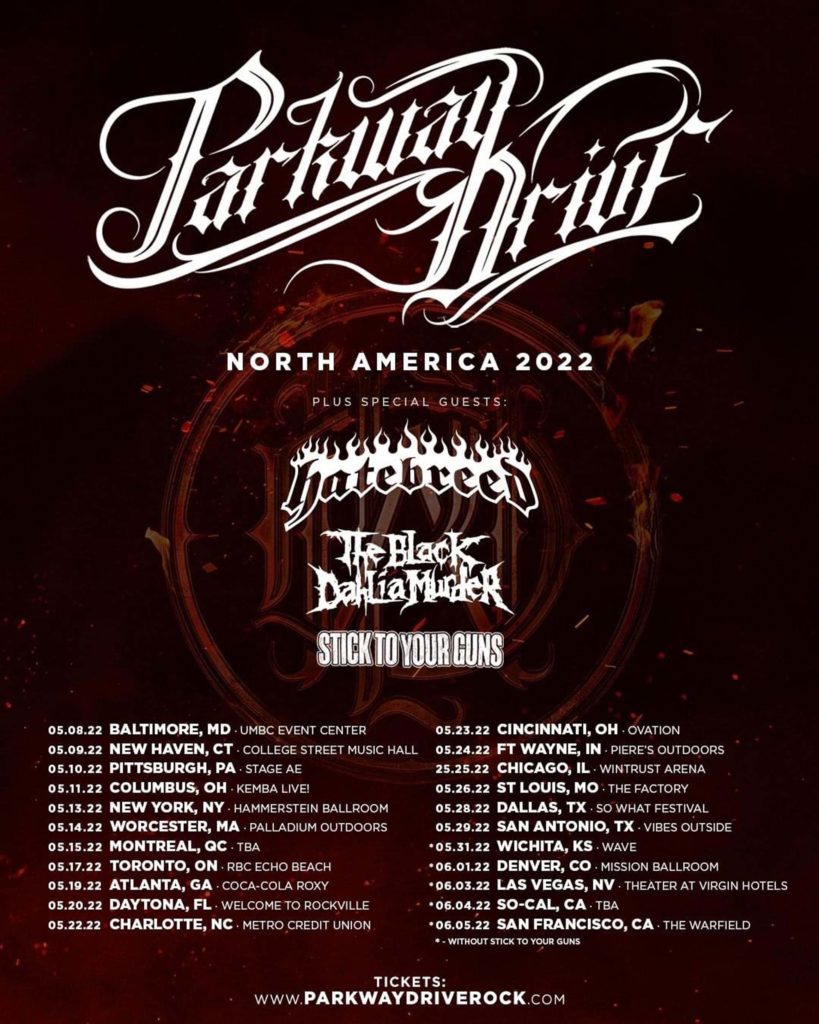 Parkway Drive and Hatebreed tour in Charlotte North Carolina