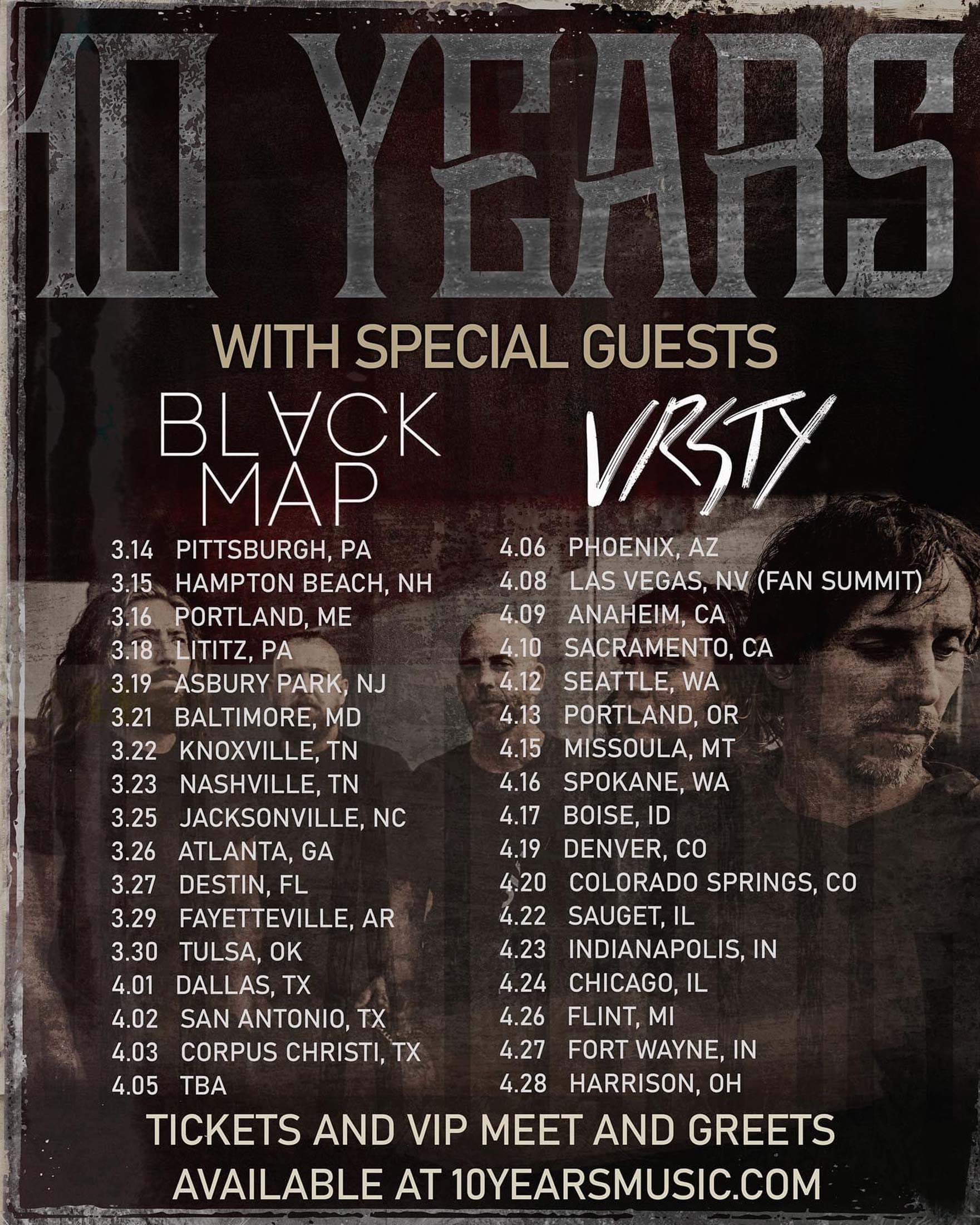 10 years tour schedule