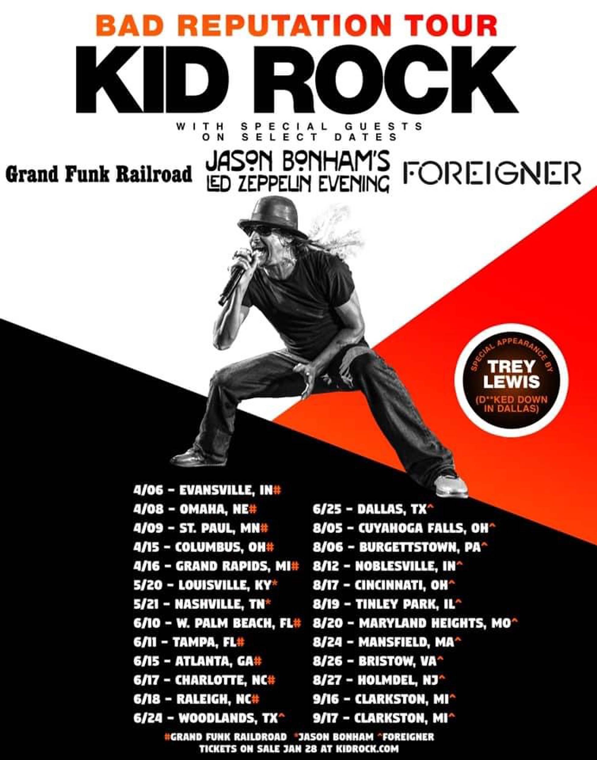 Kid Rock Bad Reputation Tour in Charlotte North Carolina and Atlanta Georgia
