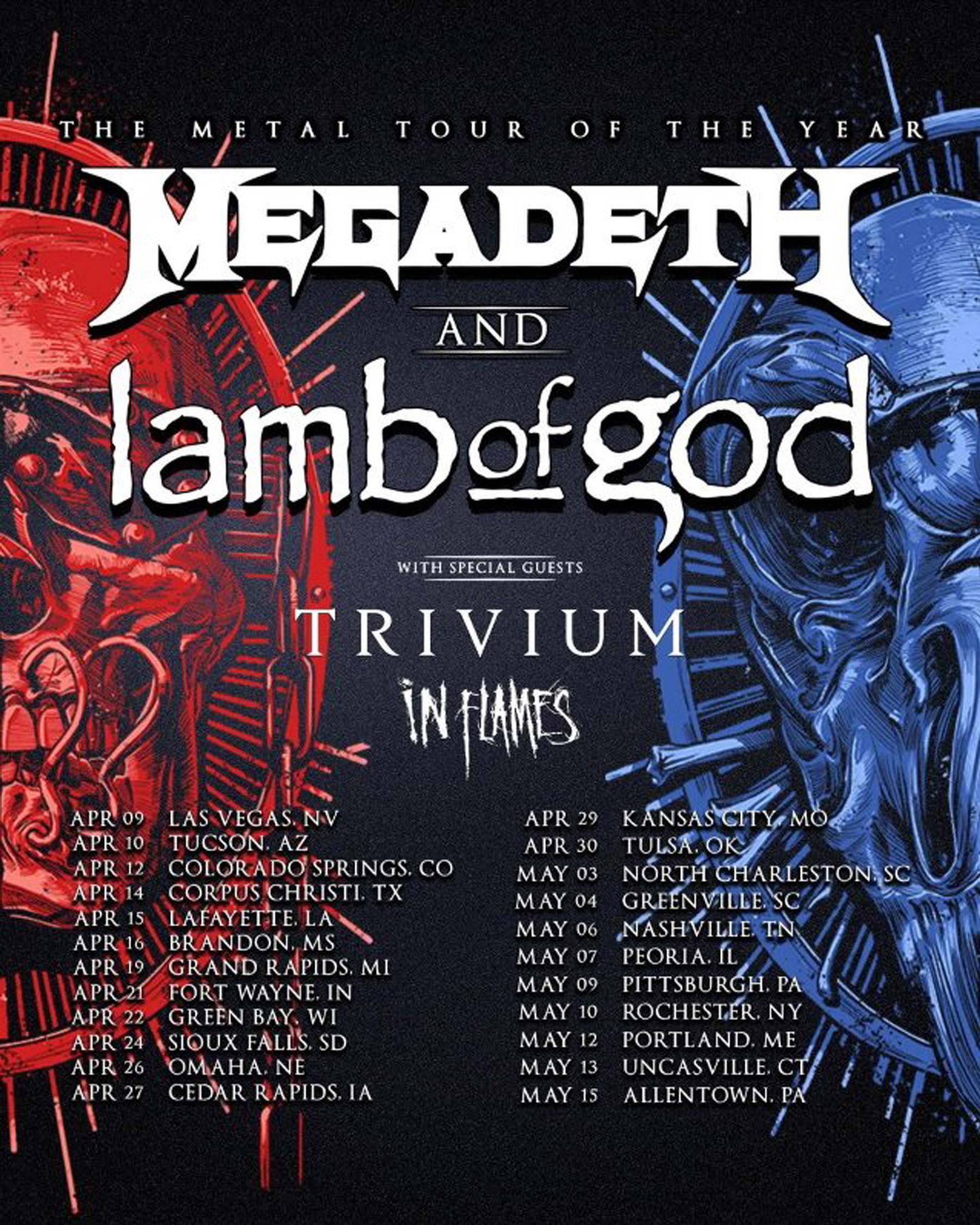 Megadeth Metal Tour of The Year in Greenville South Carolina at the Bon Secours Wellness Arena