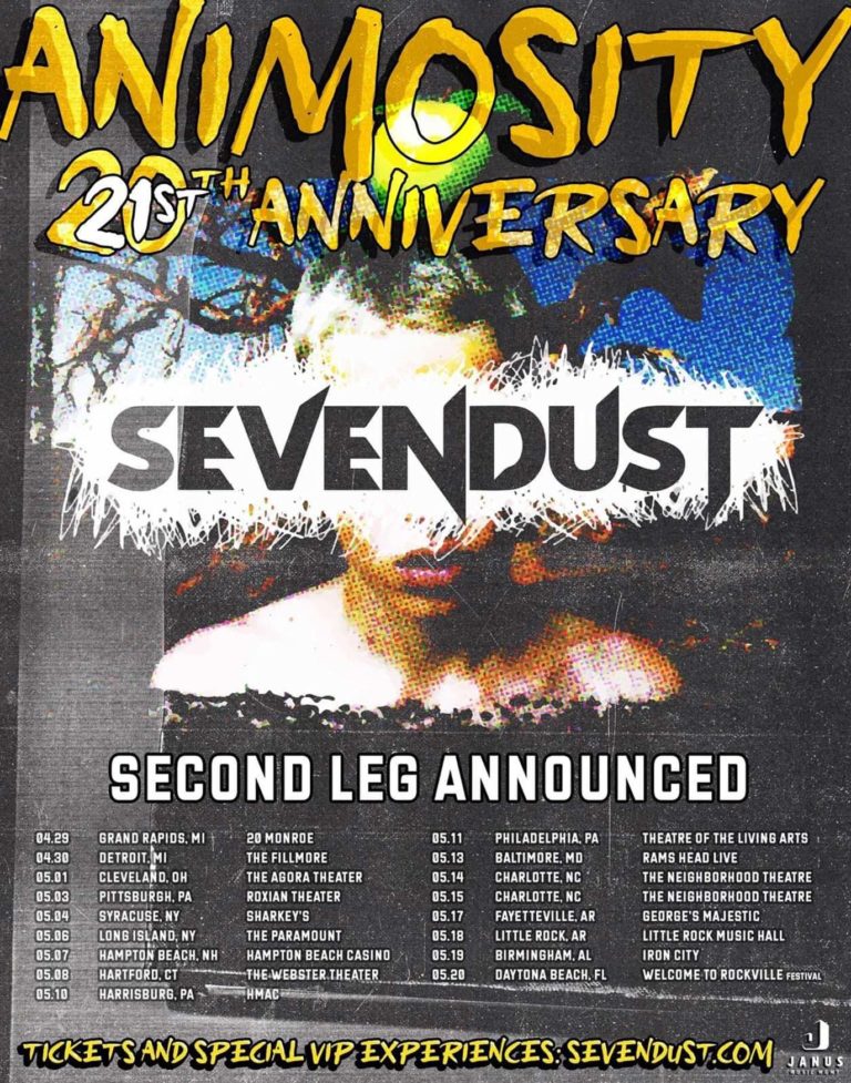 Sevendust Animosity 21st Anniversary Tour at Neighborhood Theatre in Charlotte North Carolina