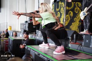 Butcher Babies performed as part of the Psychotherapy Sessions Tour at PNC Music Pavilion in Charlotte North Carolina