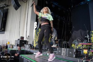 Butcher Babies performed as part of the Psychotherapy Sessions Tour at PNC Music Pavilion in Charlotte North Carolina
