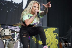 Butcher Babies performed as part of the Psychotherapy Sessions Tour at PNC Music Pavilion in Charlotte North Carolina