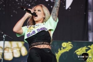 Butcher Babies performed as part of the Psychotherapy Sessions Tour at PNC Music Pavilion in Charlotte North Carolina